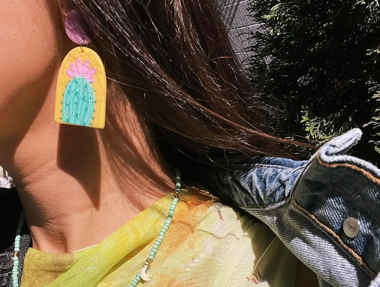 Acrylic Cactus Earrings